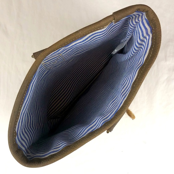 NEW Clea Ray Double Wine Leather Trim Patterned Fabric Bag With Star - Picture 6 of 7